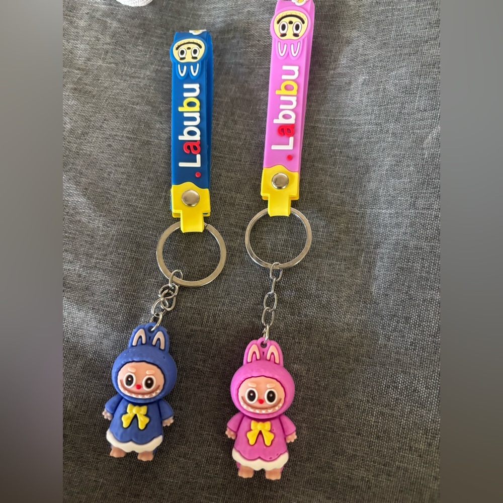 Blue and Pink Monsters Keychain Set